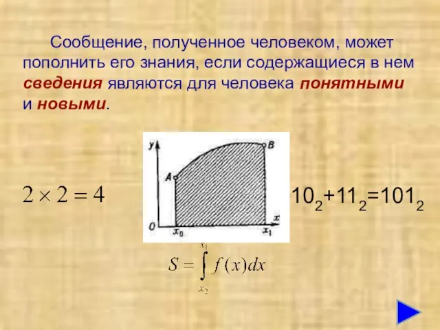 Сообщение, полученное человеком, может пополнить его знания, если содержащиеся в нем