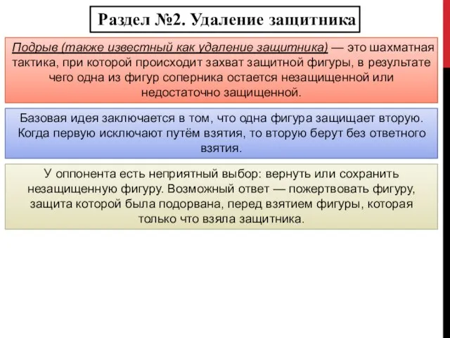 Раздел №2. Удаление защитника Подрыв (также известный как удаление защитника) —