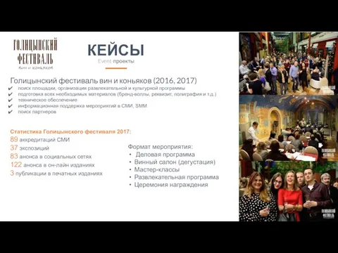 Голицынский фестиваль вин и коньяков (2016, 2017) поиск площадки, организация развлекательной