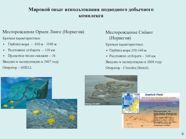 Мировой опыт использования подводного добычного комплекса