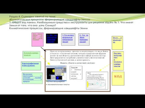 Раздел 4. Сценарии занятий по теме: «Климатические процессы, формирующие ландшафты Земли»