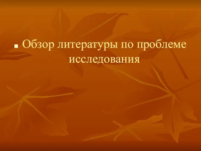 Обзор литературы по проблеме исследования