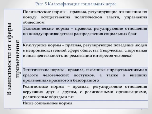 Рис. 5 Классификация социальных норм