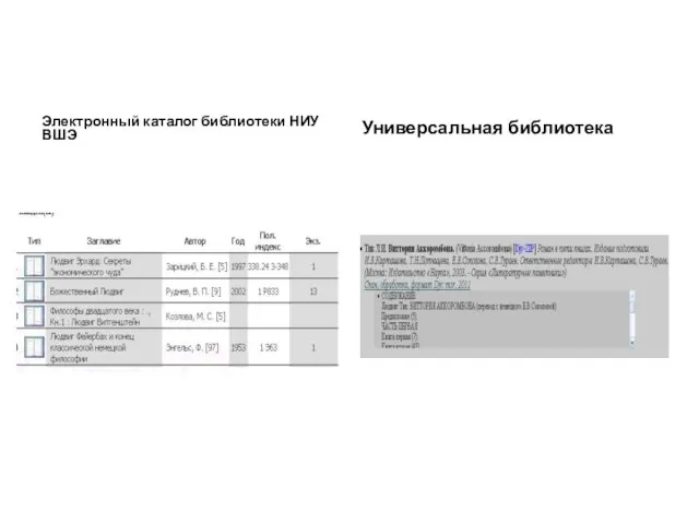 Электронный каталог библиотеки НИУ ВШЭ Универсальная библиотека