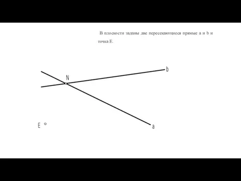 В плоскости заданы две пересекающиеся прямые a и b и точка E.