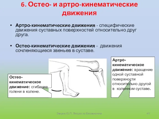 6. Остео- и артро-кинематические движения Артро-кинематические движения - специфические движения суставных