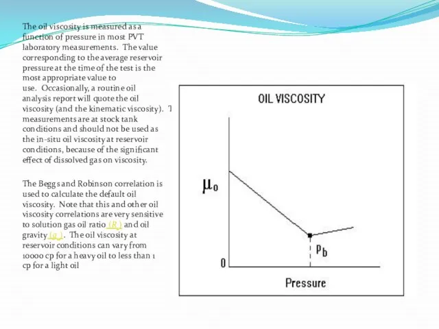 The oil viscosity is measured as a function of pressure in