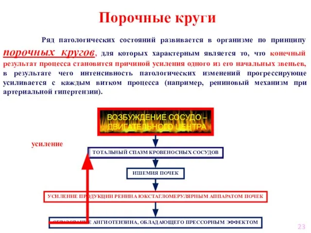 Порочные круги Ряд патологических состояний развивается в организме по принципу порочных