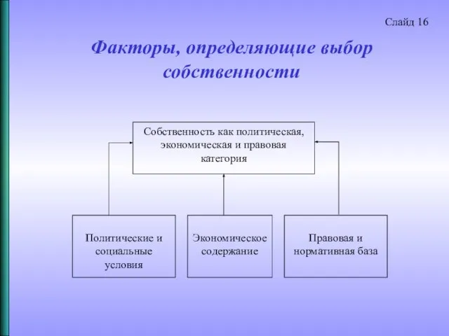 Факторы, определяющие выбор собственности Слайд 16