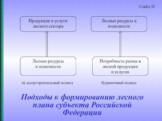 Подходы к формированию лесного плана субъекта Российской Федерации а) лесоустроительный подход