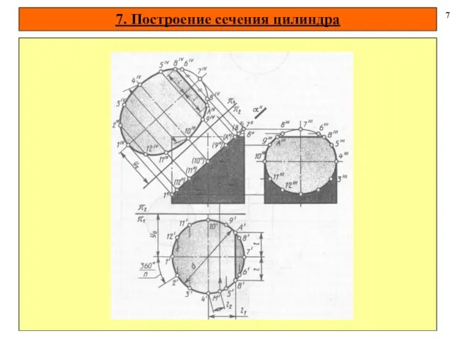 7. Построение сечения цилиндра 7