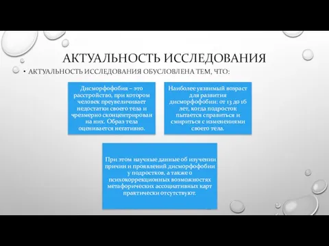 АКТУАЛЬНОСТЬ ИССЛЕДОВАНИЯ АКТУАЛЬНОСТЬ ИССЛЕДОВАНИЯ ОБУСЛОВЛЕНА ТЕМ, ЧТО: