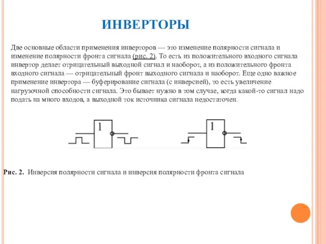 ИНВЕРТОРЫ Две основные области применения инверторов — это изменение полярности сигнала