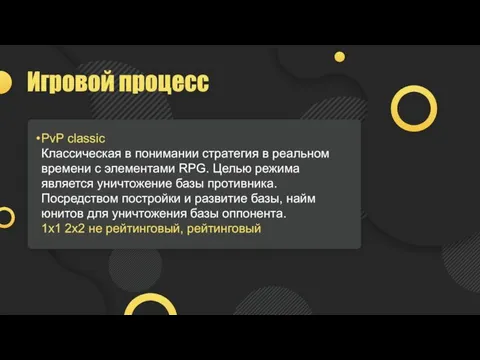 Игровой процесс PvP classic Классическая в понимании стратегия в реальном времени