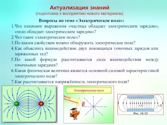 Актуализация знаний (подготовка к восприятию нового материала) Вопросы по теме «Электрическое