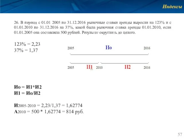 Индексы 26. В период с 01.01 2005 по 31.12.2016 рыночные ставки