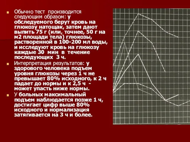 Обычно тест производится следующим образом: у обследуемого берут кровь на глюкозу