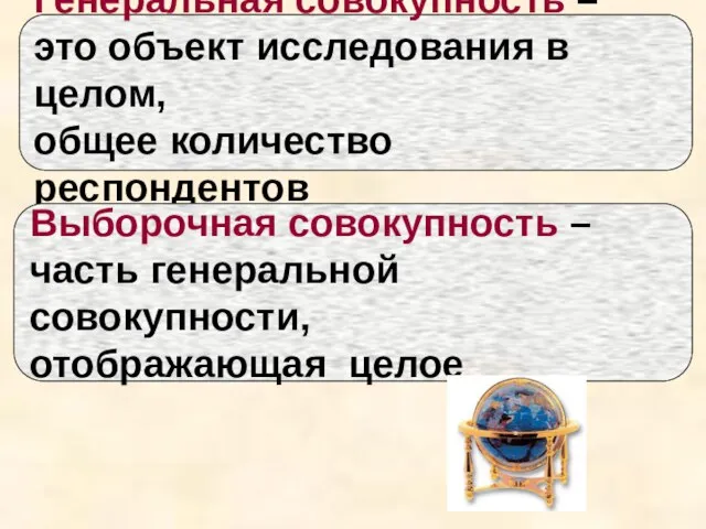 Генеральная совокупность – это объект исследования в целом, общее количество респондентов