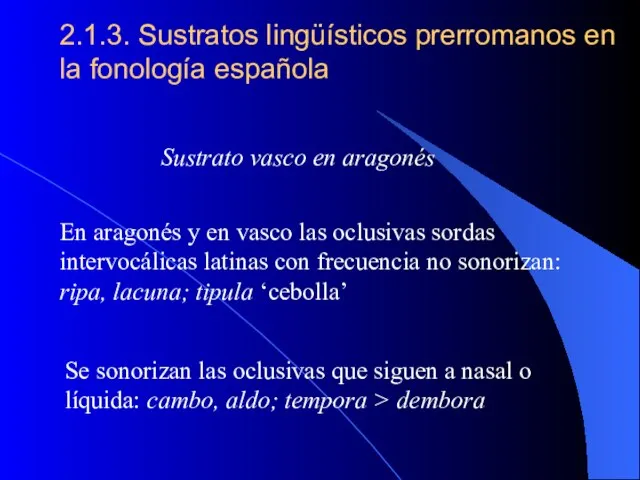 2.1.3. Sustratos lingüísticos prerromanos en la fonología española En aragonés y