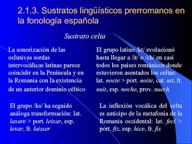 2.1.3. Sustratos lingüísticos prerromanos en la fonología española La sonorización de