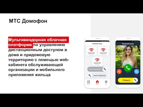 МТС Домофон Мультивендорная облачная платформа по управлению дистанционным доступом в дома