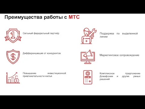 Преимущества работы с МТС Комплексное предложение Домофонии и других умных решений