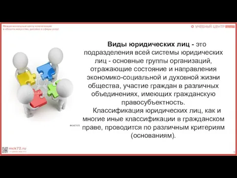 Виды юридических лиц - это подразделения всей системы юридических лиц -