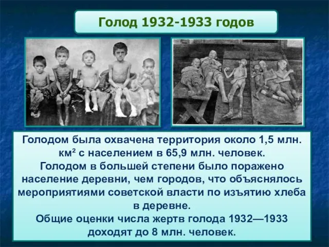 Голодом была охвачена территория около 1,5 млн. км² с населением в