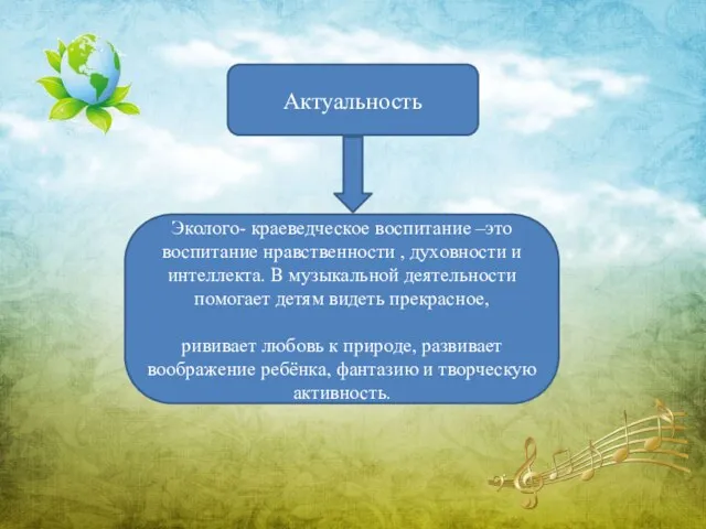 Эколого- краеведческое воспитание –это воспитание нравственности , духовности и интеллекта. В