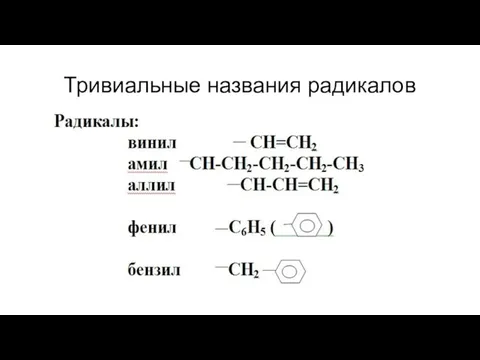 Тривиальные названия радикалов