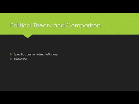 Political Theory and Comparison Specific common object of inquiry Distinction
