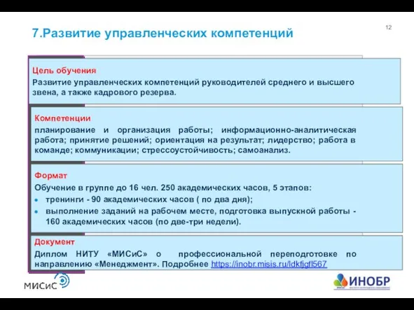 7.Развитие управленческих компетенций Компетенции планирование и организация работы; информационно-аналитическая работа; принятие