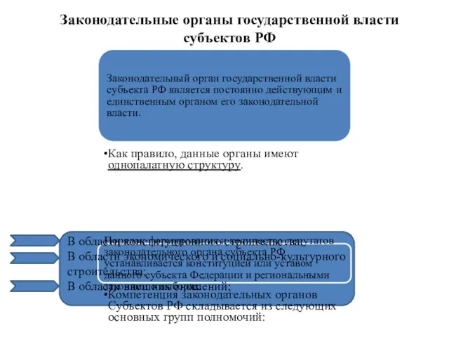 Законодательные органы государственной власти субъектов РФ Законодательный орган государственной власти субъекта