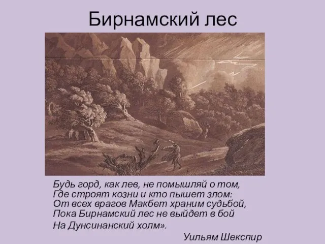 Бирнамский лес Будь горд, как лев, не помышляй о том, Где