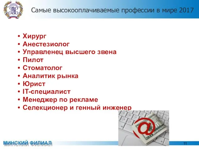 Самые высокооплачиваемые профессии в мире 2017 Хирург Анестезиолог Управленец высшего звена