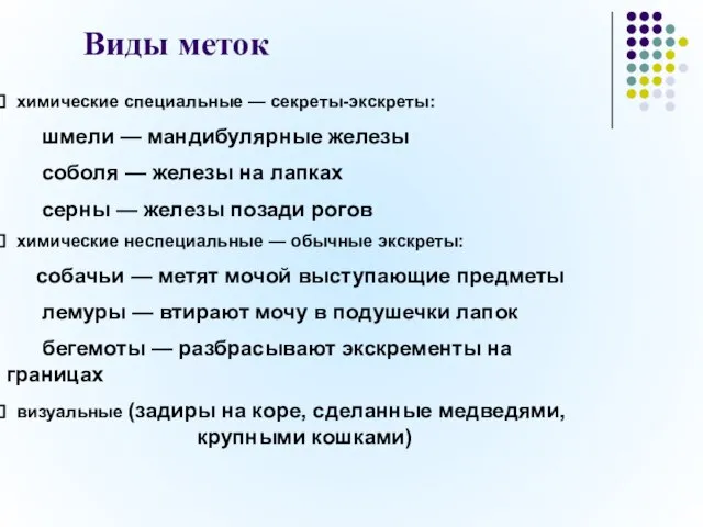 Виды меток химические специальные — секреты-экскреты: шмели — мандибулярные железы соболя