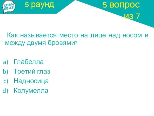 5 раунд Как называется место на лице над носом и между