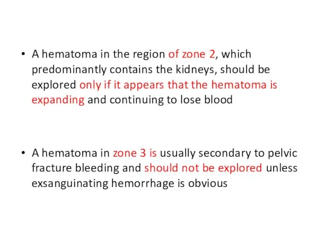 A hematoma in the region of zone 2, which predominantly contains