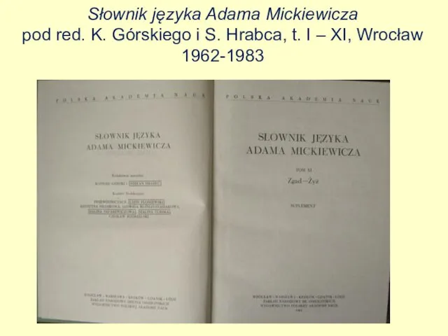 Słownik języka Adama Mickiewicza pod red. K. Górskiego i S. Hrabca,