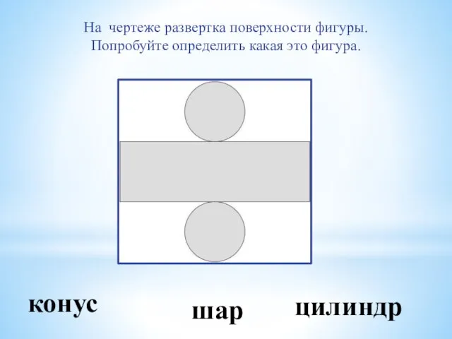 конус шар цилиндр На чертеже развертка поверхности фигуры. Попробуйте определить какая это фигура.