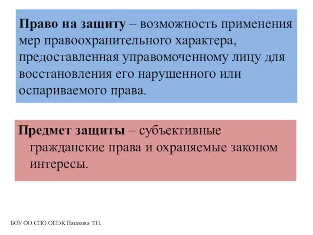 Право на защиту – возможность применения мер правоохранительного характера, предоставленная управомоченному