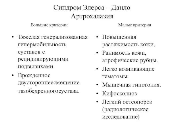 Тяжелая генерализованная гипермобильность суставов с рецидивирующими подвывихами. Врожденное двустороннеесмещение тазобедренногосустава. Повышенная