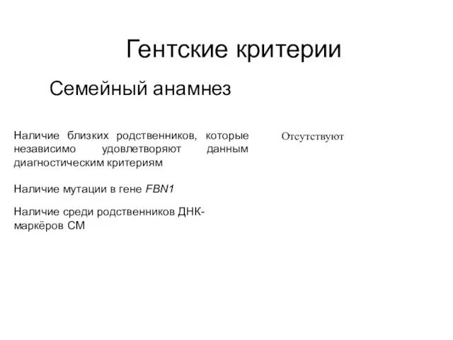 Гентские критерии Семейный анамнез