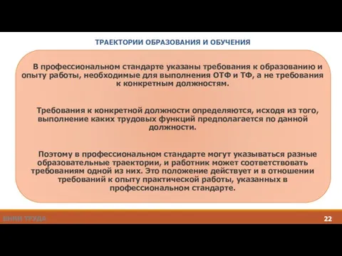 ТРАЕКТОРИИ ОБРАЗОВАНИЯ И ОБУЧЕНИЯ В профессиональном стандарте указаны требования к образованию