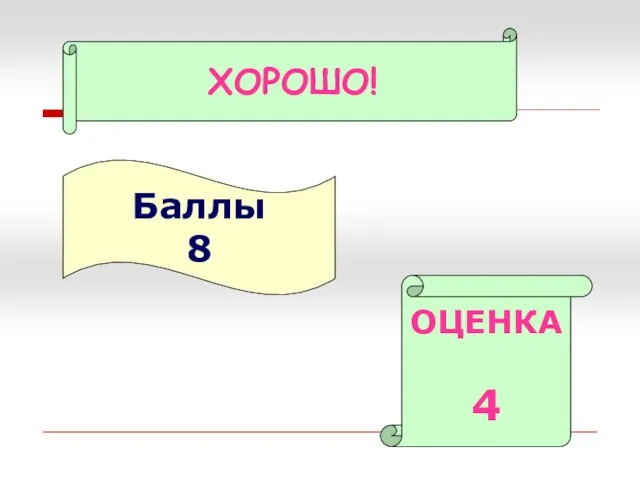 Баллы 8 ОЦЕНКА 4 ХОРОШО!