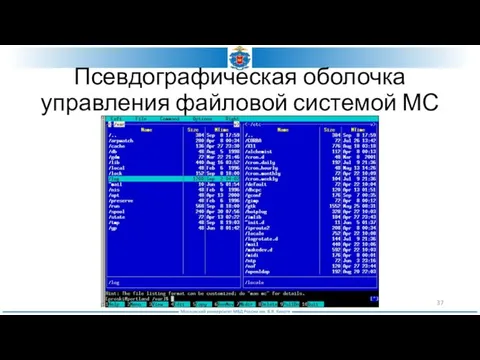 Псевдографическая оболочка управления файловой системой МС