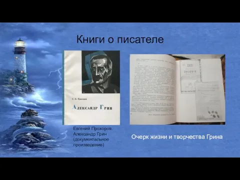 Книги о писателе Очерк жизни и творчества Грина Евгений Прохоров. Александр Грин (документальное произведение)