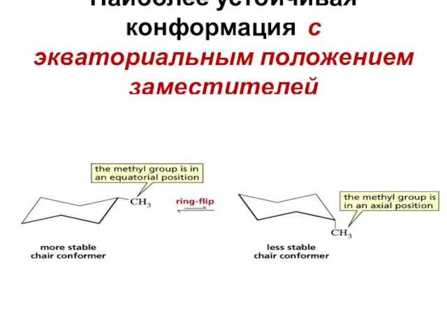 Наиболее устойчивая конформация с экваториальным положением заместителей