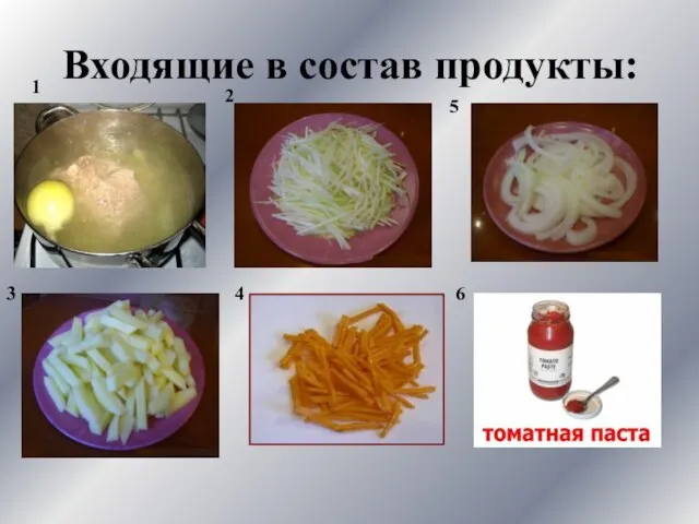 Входящие в состав продукты: 1 2 3 4 5 6