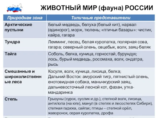 ЖИВОТНЫЙ МИР (фауна) РОССИИ